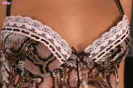 Сексуальная брюнеточка Serilla Lamante обнажает свои сиськи и киску